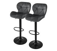 ML-Design Lot de 2 Tabourets de Bar en Velours, Gris, Chaise Rembourrée avec Dossier et Repose-Pieds, Réglable en Hauteur 59-79 cm, Pivotante à 360°, Tabouret de Comptoir, Cuisine, Pub, Bar de Maison