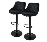 Ml-design Lot de 2 tabourets de bar velours - Noir
