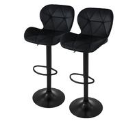Ml-design lot de 2 tabourets de bar velours - Noir