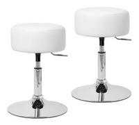 ML-Design Lot de 2 Tabourets de Travail, Rond, Blanc, Ø 33 cm, Hauteur Réglable 52-65 cm, Weiß