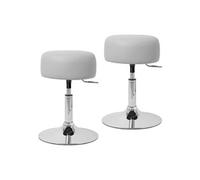 ML-Design Lot de 2 Tabourets de Travail, Rond, Gris Clair, Ø 33 cm, Hauteur Réglable 52-65