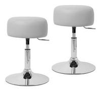 ML-Design Lot de 2 Tabourets de Travail, Rond, Gris Clair, Ø 33 cm, Hauteur Réglable 52-65 Hellgrau