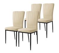 ML-Design Lot de 4 Chaises de Salle à Manger, Beige, en Velours Respirant et Doux, Fauteuil Design Moderne, Dossier Ergonomique, Assise Rembourrée avec Pieds en Métal, Chaise de Table, Salon, Cuisine