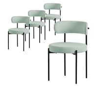 ML-Design Lot de 4 chaises de salle à manger Teddy polyester vert, dossier rembourré, pieds métal