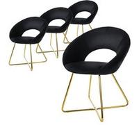 ML-Design Lot de 4 Chaises de Salle à Manger en Velours Noir avec Dossier Rond Rembourrée Schwarz