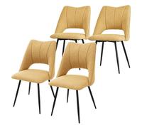 ML-Design Lot de 4 chaises Dossier jaune moutarde – assise polyester, pieds métal noirs