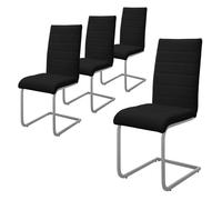 ML-Design Lot de 4 Chaises de Salle à Manger Noir en Simili Design Cantilever Chaise Pied Luge Assise Rembourrée Ergonomique Dossier Haut Piètement Métallique pour Bureau Table Cuisine Salon