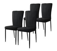 ML-Design Lot de 4 Chaises de Salle à Manger, Noir, en Velours Respirant et Doux, Fauteuil Design Moderne, Dossier Ergonomique, Assise Rembourrée avec Pieds en Métal, Chaise de Table, Salon, Cuisine