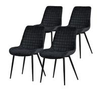 ML-Design Lot de 4 Chaises de Salle à Manger, Noir, Assise en Velours avec Pieds Métalliques Noirs, Chaises de Cuisine avec Dossier, Chaises Rembourrées pour Salon Bureau, Fauteuils Tapissés, 120 kg