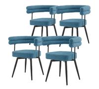 ML-Design Lot de 4 Chaises Pivotantes, Bleu en Tissu Teddy Pieds en métal