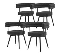 ML-Design Lot de 4 Chaises Pivotantes, Gris Foncé en Tissu Teddy Pieds en métal