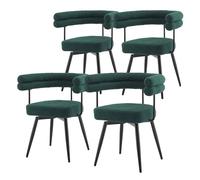 ML-Design Lot de 4 Chaises Pivotantes, Vert Foncé en Tissu Teddy Pieds en métal avec Accoudoirs et Dossier, Rotation à 360°, Assise Rembourrée Ergonomique, Mobilier Moderne pour Salle à Manger Salon
