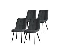 ML-Design Set de 4 Chaises de Salle à Manger Anthracite, Revêtement en Tissu Polyester et Pieds Métalliques Noirs, Chaises de Cuisine avec Dossier, Chaises Rembourrées de Salon Bureau, Kit de Montage
