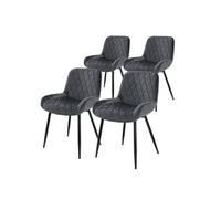 ML-Design Lot de 4 Chaises Salle à Manger avec Dossier et Accoudoirs, Anthracite, Siège en