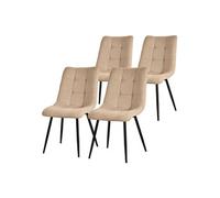 ML-Design Lot de 4 Chaises Salle à Manger Marron Clair en Tissu Rembourré, Pieds Métal