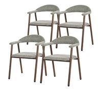 ML-Design Lot de 4 Chaises Salle à Manger, Vert avec Accoudoirs et Dossier, Rembourrées Texture Tissée, Structure en Acier Aspect Bois, Fauteuils Ergonomiques pour Salon et Cuisine, Style Scandinave
