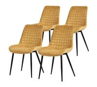 ML-Design - Lot de 4 Chaises Velours Jaune Moutarde
