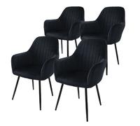 ML-Design Lot de 4 chaises - Velours noir
