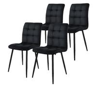 ML-Design Lot de 4 chaises - Velours noir