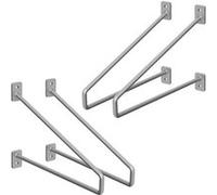 ML-Design Lot de 4 Équerres d'Étagère 265 mm, en Acier, Argent, Style Industriel, Console Murale Decorative, Forme Épingle à Cheveux, Support Robuste pour Étagères Murales, Matériel de Montage Inclus