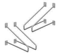 ML-Design Lot de 4 Équerres d'Étagère 265 mm, en Acier, Argent, Style Industriel, Console Murale Decorative, Forme Épingle à Cheveux, Support Robuste pour Étagères Murales, Matériel de Montage Inclus