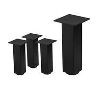 ML-Design Lot de 4 Pieds de Table I-Design 30 cm, Noir Brillant, en Acier Laqué Epoxy, Carré, Profil 8x8 cm, Pieds de Meuble Réglables en Hauteur 1-4 cm, Pieds de Support pour Tables Basses, Bancs
