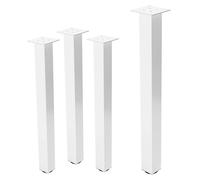 ML-Design Lot de 4 Pieds de Table I-Design 90 cm, Blanc Brillant, en Acier Laqué Epoxy, Carré, Profil 8x8 cm, Pieds de Meuble Réglables en Hauteur 1-4 cm, Pieds de Support pour Tables Basses, Bancs
