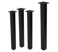 ML-Design Lot de 4 Pieds de Table I-Design 90 cm, Noir Brillant, en Acier Laqué Epoxy, Carré, Profil 8x8 cm, Pieds de Meuble Réglables en Hauteur 1-4 cm, Pieds de Support pour Tables Basses, Bancs