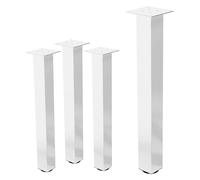 ML-Design Lot de 4 Pieds de Table L-Design 72 cm, Blanc Brillant, en Acier Laqué Epoxy, Carré, Profil 8x8 cm, Pieds de Meuble Réglables en Hauteur 1-4 cm, Pieds de Support pour Tables Basses, Bancs
