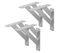 ML-Design Lot de 4 Supports d'Étagère, 180 x 180 mm, Argent, en Aluminium, Robuste, Style Industriel, Équerre pour Étagères Murales Flottantes et Projets de Bricolage, Matériel de Montage Inclus