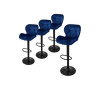 ML-Design Lot de 4 Tabourets de Bar Bleu en Velours Rembourré avec Dossier et Repose-Pieds