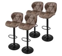ML-Design Lot de 4 Tabourets de Bar en Simili, Marron, Chaise Rembourrée avec Dossier et Repose-Pieds, Réglable en Hauteur 59-79 cm, Pivotante à 360°, Tabouret de Comptoir, Cuisine, Bar de Maison