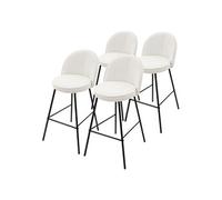 ML-Design - Lot de 4 tabourets de bar en tissu beige, 75 cm, dossier rembourré, repose-pieds