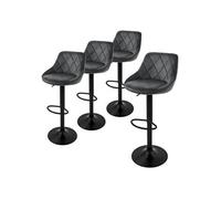 ML-Design Lot de 4 tabourets de bar velours – dossier & repose-pieds, réglables 62–82 cm, pivotants