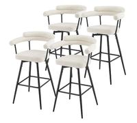 ML-Design Lot de 4 Tabourets de Bar Pivotants, Beige en Tissu Teddy, Hauteur 76 cm