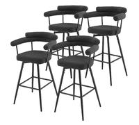 ML-Design Lot de 4 Tabourets de Bar Pivotants, Gris Foncé en Tissu Teddy, Hauteur 76 cm