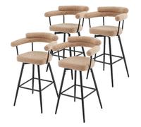 ML-Design Lot de 4 Tabourets de Bar Pivotants, Marron en Tissu Teddy, Hauteur 76 cm