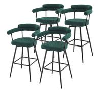 ML-Design Lot de 4 Tabourets de Bar Pivotants, Vert Foncé en Tissu Teddy, Hauteur 76 cm