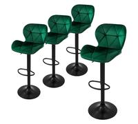 Ml-design Lot de 4 tabourets de bar velours - Vert
