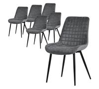 ML-Design Lot de 6 Chaises de Salle à Manger, Anthracite, Assise en Velours avec Pieds Métalliques Noirs, Chaises de Cuisine avec Dossier, Chaises Rembourrées pour Salon Bureau, Fauteuils Tapissés
