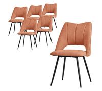 ML-Design Lot de 6 Chaises de Salle à Manger Orange, Assise en Polyester, Chaise Rembourrées avec Dossier et Pieds Métalliques Noirs, Fauteuils Modernes pour Bureau Salon Cuisine, Matériel de Montage