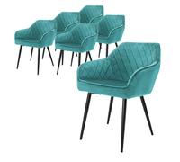 ML-Design Lot de 6 chaises de salle à manger - Pétrole