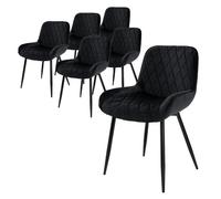 ML-Design Lot de 6 chaises - Noir velours