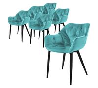 ML-Design Lot de 6 chaises pétrole - Velours