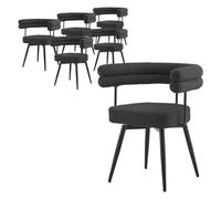 ML-Design Lot de 6 Chaises Pivotantes, Gris Foncé en Tissu Teddy Pieds en métal avec Accoudoirs et Dossier, Rotation à 360°, Assise Rembourrée Ergonomique, Mobilier Moderne pour Salle à Manger Salon