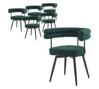 ML-Design Lot de 6 Chaises Pivotantes, Vert Foncé en Tissu Teddy Pieds en métal