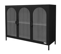 ML-Design Meuble de Rangement Métallique Noir 120x93x40 cm, Buffet Moderne avec Compartiments et 3 Portes, sur Pieds Réglables en Hauteur, Armoire Vitrine Commode Minimaliste Mobilier de Séjour Salon