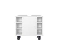 ML-Design Meuble sous Lavabo, Blanc, 60 x 54 x 32 cm, avec 1 Porte et 6 Étagères, Panneau MDF Finition Mélaminée, Armoire Bas