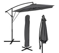 ML-Design Parasol Déporté Ø 300 cm Anthracite en Aluminium avec Manivelle, Protection UV50+ Tissu Imperméable, Modèle Inclinable et Pivotant 360°, Meuble pour Jardin Terrasse, Housse et Support inclus
