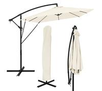 ML-Design Parasol Déporté Ø 330 cm Beige en Aluminium avec Manivelle, Protection UV50+ Tissu Imperméable, Modèle Inclinable et Pivotant 360°, Meuble pour Jardin Terrasse, Housse et Support inclus